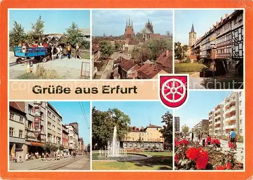AK / Ansichtskarte Erfurt Ponyranch Am Blauen Huegel Dom und Severi Kraemerbruecke Anger HOG Freundschaft Berliner Strasse Erfurt