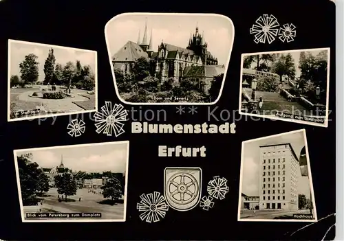 AK / Ansichtskarte Erfurt Im Stadtpark Dom und Severi Aufgang zum Stadtpark Domplatz Hochhaus Erfurt