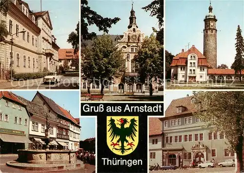 AK / Ansichtskarte Arnstadt_Ilm Neues Palais Rathaus Neideckturm Hopfenbrunnen Haus zum Palmenbaum Arnstadt_Ilm