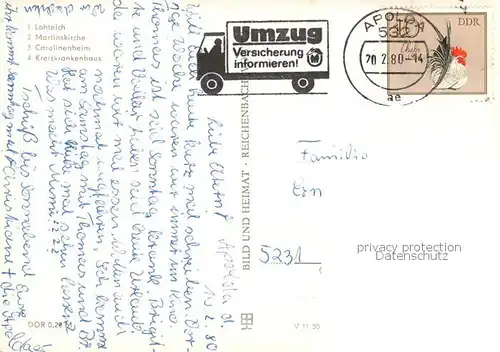 AK / Ansichtskarte Apolda Lohteich Martinskirche Carolinenheim Kreiskrankenhaus Apolda