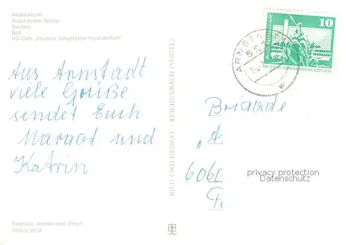 AK / Ansichtskarte Arnstadt_Ilm Neideckturm Rudolstaedter Strasse Fischtor Schwimmbad HO Cafe DSF Arnstadt_Ilm