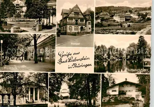 AK / Ansichtskarte Bad_Liebenstein Kurhaus Postamt Heinrich Mann Sanatorium Wandelhalle Elisabeth Park Klubhaus Kurkonzert  Bad_Liebenstein