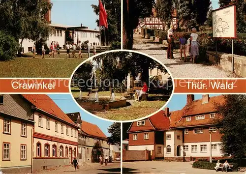 AK / Ansichtskarte Crawinkel Kinderferienlager Bahnhofstrasse Ernst Thaelmann Platz Gemeinde Schaenke FDGB Bezirksschule Willy Albrecht Crawinkel