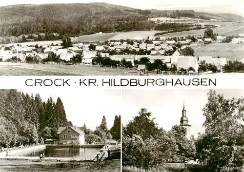 AK / Ansichtskarte Crock_Auengrund Panorama Schwimmbad Kirche 