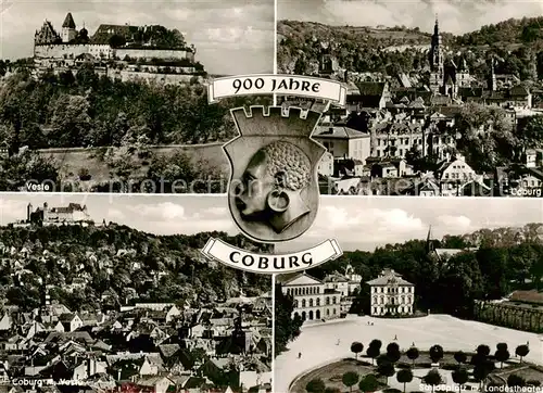 AK / Ansichtskarte Coburg Veste Coburg Panorama Schlosspatz mit Landestheater Coburg