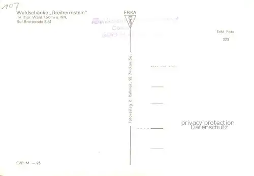 AK / Ansichtskarte Brotterode Waldschaenke Dreiherrnstein Brotterode