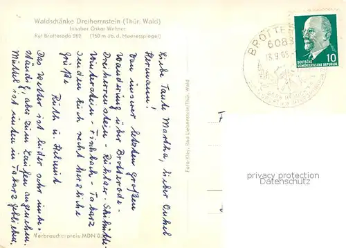 AK / Ansichtskarte Brotterode Waldschaenke Dreiherrnstein Gaststube Brotterode