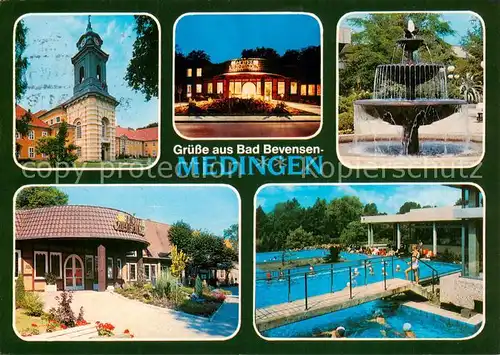 AK / Ansichtskarte Medingen_Bad_Bevensen Hotel Vier Linden Brunnen Schwimmbad Medingen_Bad_Bevensen