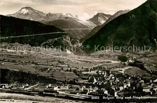 AK / Ansichtskarte Brigue_Brig_VS Panorama mit Simplonstrasse 