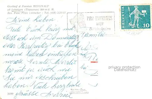 AK / Ansichtskarte Leissigen_Thunersee_BE Gasthof Pension Meilisalp 