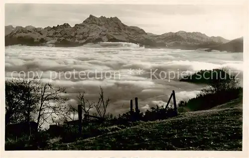 AK / Ansichtskarte Leysin_VD Les Dents du Midi et la mer de brouillard dans la vallee du Rhone 