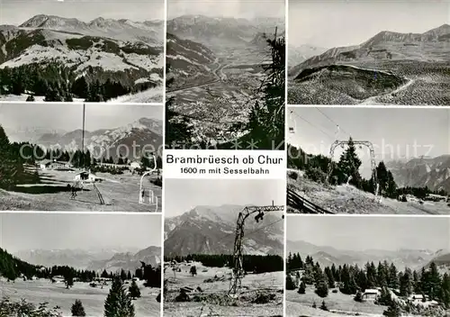 AK / Ansichtskarte Brambrueesch_Churwalden_GR Teilansichten Sessellift Panorama 