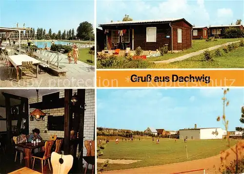 AK / Ansichtskarte  Dachwig Freibad Bungalowsiedlung Eiscafe Zum alten Backs Stadion Dachwig