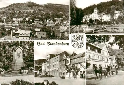 AK / Ansichtskarte 73842833 Bad_Blankenburg Ruine Greifenstein FDGB Erholungsheim Am Goldberg Froebel Denkmal Markt Kutschfahrt im Schwarzatal Bad_Blankenburg