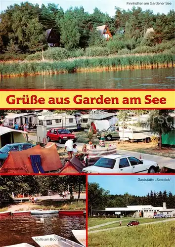AK / Ansichtskarte 73842888 Lohmen_Guestrow Finnhuetten am Gardener See Campingpatz Gaststaette Seeblick Lohmen_Guestrow