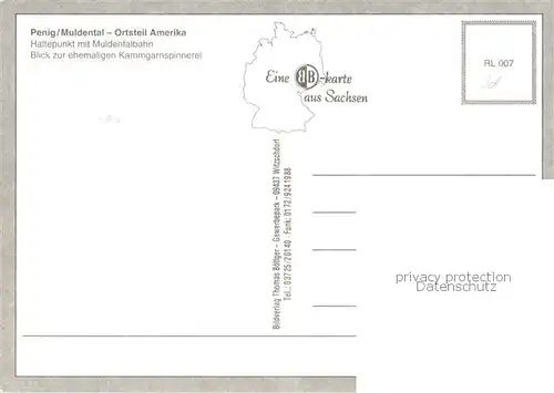 AK / Ansichtskarte  Penig Haltepunkt mit Muldentalbahn OT Amerika Blick zur ehem Kammgarnspinnerei Penig