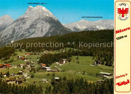 AK / Ansichtskarte  Moesern_Seefeld_Tirol_AT Fliegeraufnahme mit Hohe Munde und Wettersteingebirge 