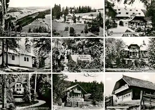 AK / Ansichtskarte  Alpl_Krieglach_Steiermark_AT Panorama Alpengasthof Burggraben Heldenkapelle Denkmal in Krieglach Waldhaus Bruggraber Roseggers Sterbehaus Waldschule Roseggers Geburtshaus 