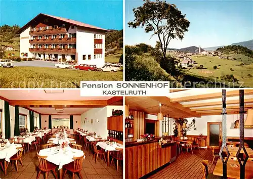 AK / Ansichtskarte  Kastelruth_Suedtirol Pension Sonnenhof Gastraeume Panorama Kastelruth_Suedtirol