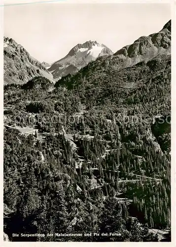 AK / Ansichtskarte Maloja_GR Die Serpentinen der Malojastrasse und Piz del Forno Maloja_GR