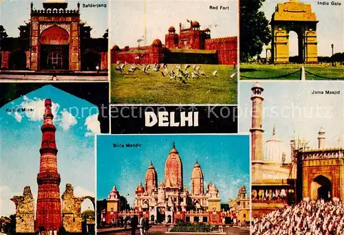 AK / Ansichtskarte Delhi_India Safdarjang Red Fort India Gate Kutub Minar Birla Mandir Jama Masjid 