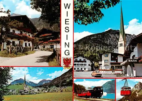 AK / Ansichtskarte Wiesing_Tirol_AT Ortsansichten Kirche Bahn Gondelbahn 