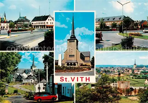 AK / Ansichtskarte St Vith_Belgie Strassenpartien Kirche Panorama 