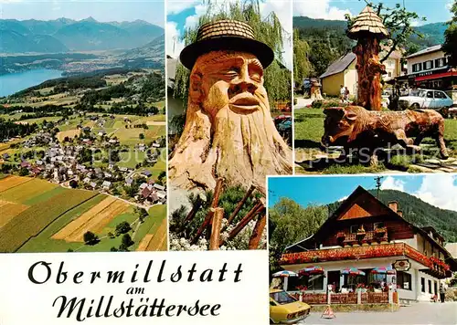 AK / Ansichtskarte Obermillstatt_Kaernten_AT am Millstaettersee Geschnitzte Figuren Gasthaus 