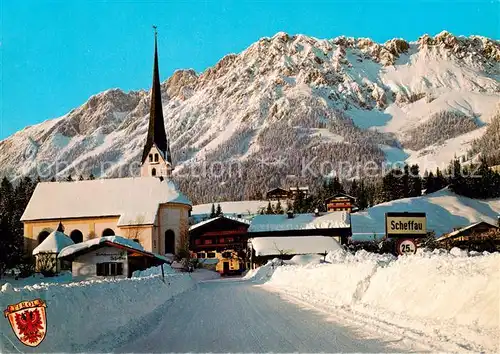 AK / Ansichtskarte Scheffau_Tirol_Wilden_Kaiser_Tirol_AT Panorama mit Kirche 
