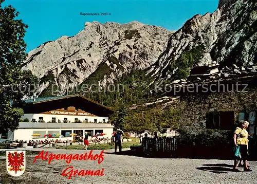 AK / Ansichtskarte Gramaialm_1263m_Falzthurntal Alpengasthof Gramai mit Rappenspitze und Karwendelgebirge 