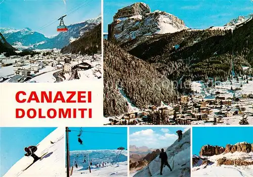 AK / Ansichtskarte Canazei_Trento_IT Panorama Wintersportplatz Dolomiten Bergbahn Skigebiet 