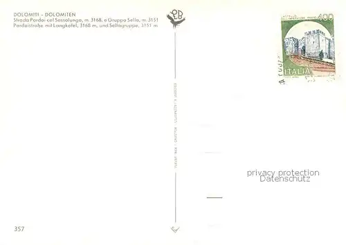 AK / Ansichtskarte Pordoipass Strada Pardoi col Sassolungo Gruppo Sella Langkofel Sellagruppe Bergsee Dolomiten Pordoipass