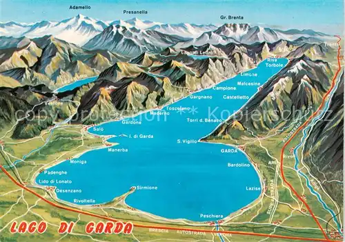 AK / Ansichtskarte Lago_di_Garda Gardasee und Umgebung Alpenpanorama aus der Vogelperspektive Lago_di_Garda
