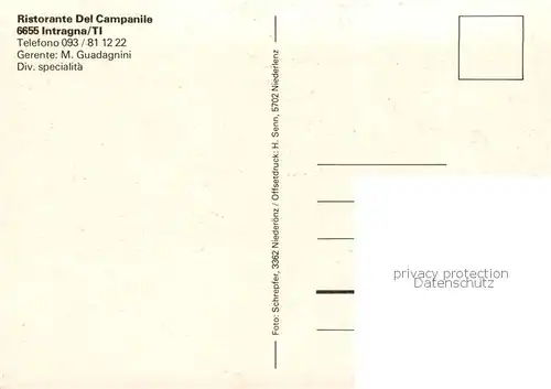 AK / Ansichtskarte Intragna_TI Ristorante del Campanile Kirchturm 