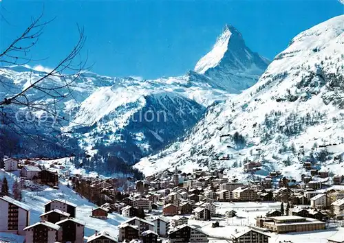 AK / Ansichtskarte Zermatt_VS Winterpanorama Blick gegen Matterhorn Walliser Alpen Zermatt_VS