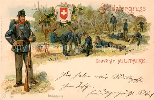 AK / Ansichtskarte 73843371 Militaria_Schweiz Soldatengruss Infanterie  Militaria Schweiz