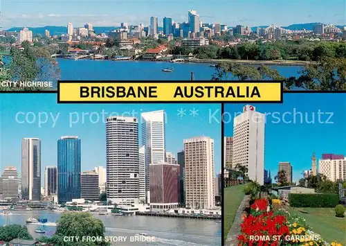 AK / Ansichtskarte 73843421 Brisbane_Queensland_Australia City Highrise City from Story Bridge Roma St Gardens 