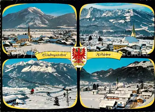 AK / Ansichtskarte  Koessen_Tirol_AT Teilansichten mit Kirche und Skilift 