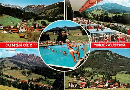 AK / Ansichtskarte 73843442 Jungholz_Tirol_AT Panorama Sorgschrofen Schwimmbad Terrasse 