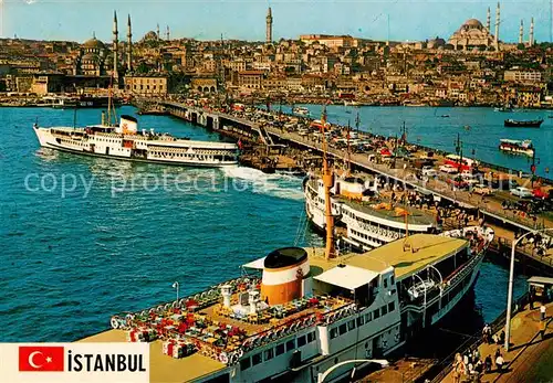 AK / Ansichtskarte 73843484 Istanbul_Constantinopel_TK Galata Bruecke Neue Moschee und Sueleymaniye 