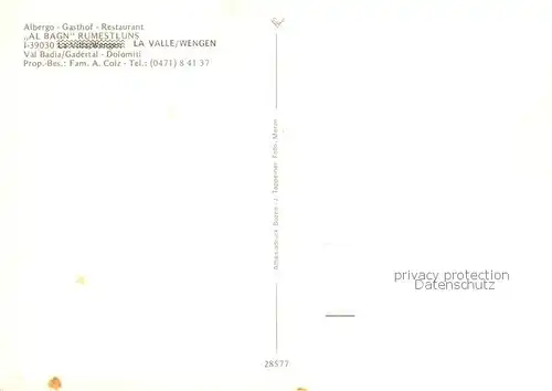 AK / Ansichtskarte  Wengen__BE Albergo Gasthof Restaurant Al Bagn Rumestluns 