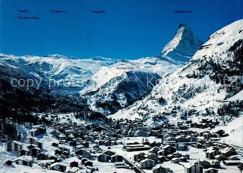 AK / Ansichtskarte  Zermatt_VS mit Matterhorn und Schwarzsee Zermatt_VS