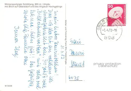 AK / Ansichtskarte  Schoellang mit Blick auf Oberstdorf und das Allgaeuer Hochgebirge Schoellang