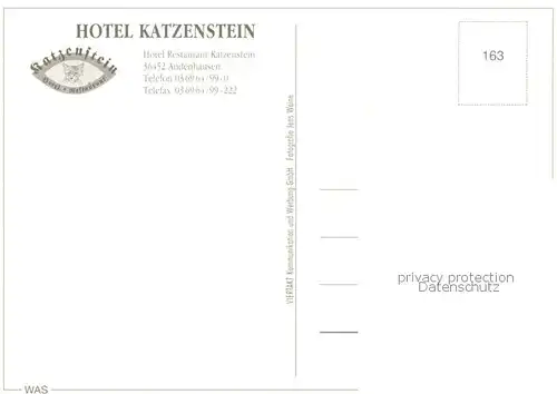 AK / Ansichtskarte 73843618 Andenhausen Hotel Katzenstein Bar Gastraum Andenhausen