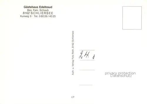 AK / Ansichtskarte 73843647 Schliersee Gaestehaus Edeltraud Schliersee