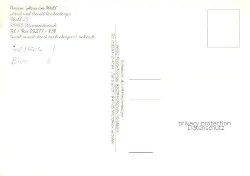 AK / Ansichtskarte  Warmensteinach Pension Haus am Wald Warmensteinach