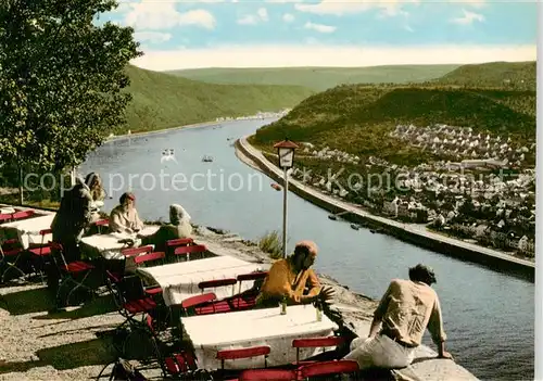 AK / Ansichtskarte  Kamp-Bornhofen_Rhein Restaurant Burg Sterrenberg Terrasse 