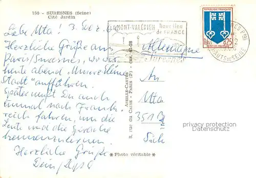 AK / Ansichtskarte  Suresnes_92_Hauts-de-Seine Cite Jardin Vue partielle 