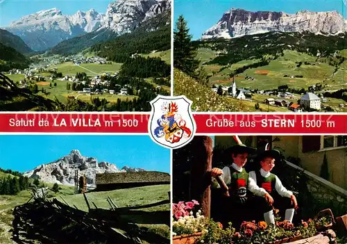 AK / Ansichtskarte Stern_Abteital Val Badia Panorama Teilansichten Trachten Stern Abteital