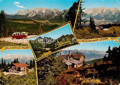 AK / Ansichtskarte Schladmingerhuette_1830m_Dachstein_AT Jausenstueberl Tauernblick Stoderzinken Kamm und Grimming Planei Gipfelkreuz mit Hochstein und Krabergzinken 